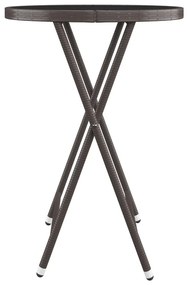 3 pcs conj. bistrô de jardim vime PE e vidro temperado castanho