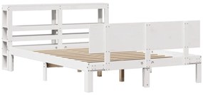 Estrutura de cama c/ cabeceira sem colchão 140x190 cm branco