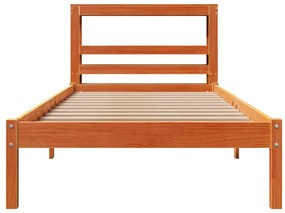 Estrutura cama c/ cabeceira 90x200 cm pinho maciço castanho-mel
