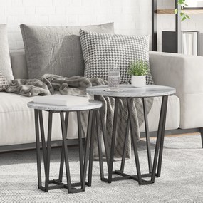 Conjunto de Mesas de Apoio 2 pcs Cinza Sonoma em Madeira e Metal