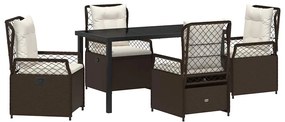 Conjunto de Jantar de Jardim 5 Peças em Rattan Sintético Castanho