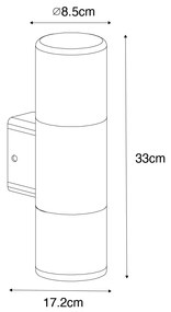 Candeeiro de parede moderno para exterior preto 2 luzes IP44 - Odense Moderno