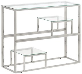 vidaXL Mesa consola aço inoxidável e vidro temperado prateado
