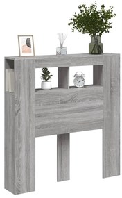 Cabeceira c/ LEDs 100x18,5x103,5 cm sonoma cinzento