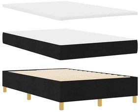 Cama Box com Colchão &amp; Banco Preto 120x190 cm Tecido