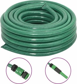 VidaXL Mangueira de jardim com conjunto de encaixe 0,75" 30m PVC verde