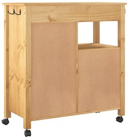 Carrinho de cozinha MONZA 84x40x90 cm madeira de pinho maciça
