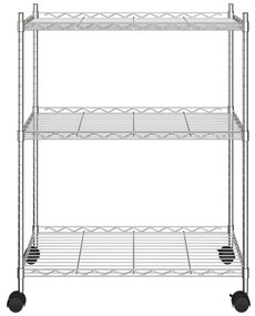 Unidade de 3 prateleiras com rodas 60x35x81 cm 150 Kg cromado