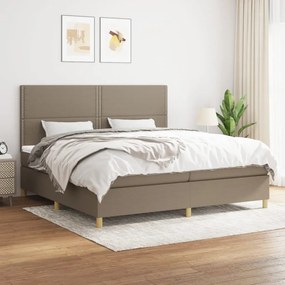vidaXL Cama com molas/colchão 200x200 cm tecido castanho-acinzentado