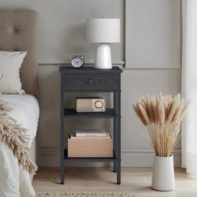 Mesa de cabeceira, mesa auxiliar, gaveta e compartimentos abertos 35,1 x 35,1 x 70,1 cm preto