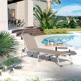 Espreguiçadeira jardim em alumínio 55 x 193 x 31 cm com toldo Taupe