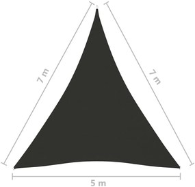 Para-sol estilo vela tecido oxford triangular 5x7x7 m antracite