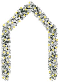 3077771 vidaXL Grinalda de Natal com LEDs/neve 10 m PVC verde