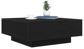 Mesa de Centro vidaXL com Luzes LED Carvalho Preto 80x80x31 cm