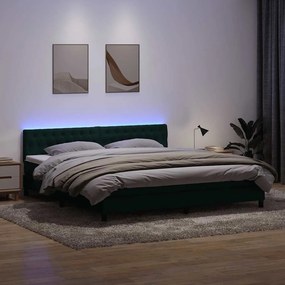 vidaXL Cama box spring c/ colchão e LED 200x210 cm veludo verde-escuro