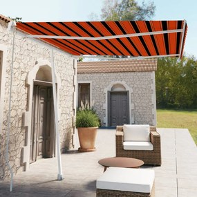 Toldo retrátil manual independente 300x250cm laranja e castanho