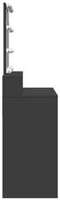 Toucador com LED 80x41x144,5 cm preto