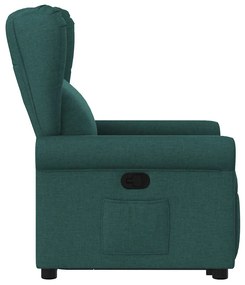 Poltrona reclinável elevatória tecido verde-escuro