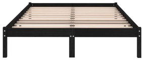 Estrutura cama pequena casal 120x190 cm pinho maciço preto