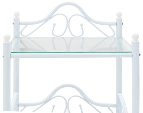 Mesas cabeceira 2 pcs aço e vidro temperado 45x30,5x60cm branco