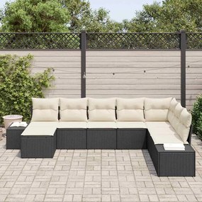 Conjunto de Sofá de Jardim de 8 Peças com Almofadas em Rattan Poliéste