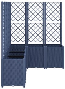 Vaso/floreira de jardim c/ treliça 160x120x140 cm PP cinzento azul