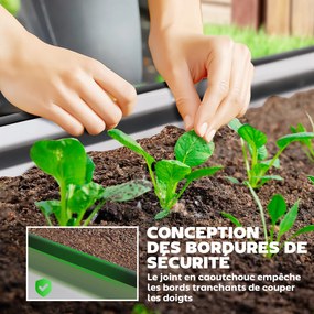 Floreira elevada em aço galvanizado com borda de borracha 181 x 93 x 30 cm prateado