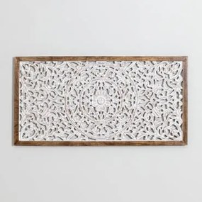 Painel Retangular Decorativo 125x60 Cm Em Mdf E Madeira De Manga Asniki Madeira Vintage Branca - Sklum