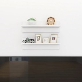 vidaXL Estantes de parede 2pcs 60x11,5x18cm contrapl. branco brilhante