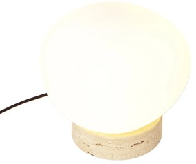 Candeeiro de Mesa Japandi Bege com Vidro Opalino - Sally Japandi