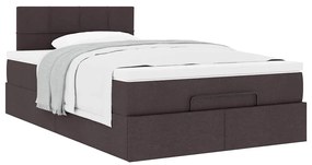 Cama otomana com colchão 120x200 cm tecido castanho escuro