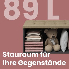 Banco com espaço de arrumação, arca de assento rebatível, 38 x 76 x 38 cm Castanho camel