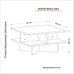 Mesa de Centro Hamton – Nogueira e Branco (60 x 31,2 x 60 cm) | Estilo