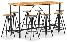 vidaXL 9 pcs conjunto de bar madeiras de acácia e recuperada maciças
