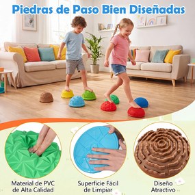Conjunto de 8 Pedras de Equilíbrio, 4 Texturas Sensoriais, Multicolor