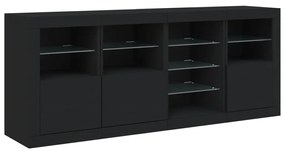 Aparador com luzes LED 164x37x67 cm preto