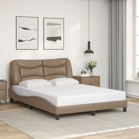 vidaXL Estrutura cama cabeceira 120x200 cm couro artificial cappuccino