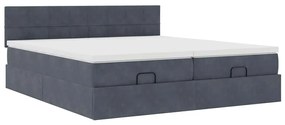 Estrutura cama otomana colchões 180x200 cm cinzento escuro