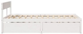 Cama sem colchão 140x190 cm madeira de pinho maciça branco