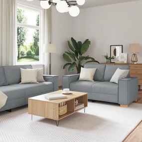 Conjunto de Sofá 3 Peças com Almofadas Cinza Claro