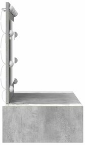 Mesa de Maquiagem Montada na Parede com Luzes LED Cinza Concreto