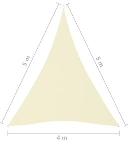 Para-sol estilo vela tecido oxford triangular 4x5x5 m cor creme