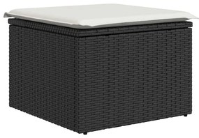 10 pcs conjunto sofás de jardim c/ almofadões vime PE preto