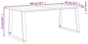 Mesa de jantar c/ bordas vivas 200x90x75 cm acácia maciça