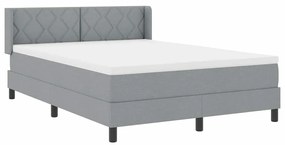 Cama Box Spring com Colchão Cinza Claro, 140 x 200 cm, Tecido