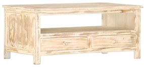 vidaXL Mesa de centro 90x50x40 cm madeira de mangueira maciça branco