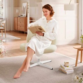Cadeira de escritório, cadeira toucador com assento largo e base em cruz branco creme