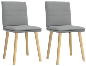 Cadeiras de jantar 2 pcs tecido cinzento-claro