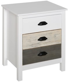 HOMCOM Mesa de Cabeceira Moderna Mesa de Cabeceira com 3 Gavetas Mesa de Cabeceira para Dormitório 50x38x65 cm Branco | Aosom Portugal