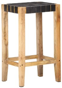 Bancos de bar 2 pcs 75 cm couro genuíno preto